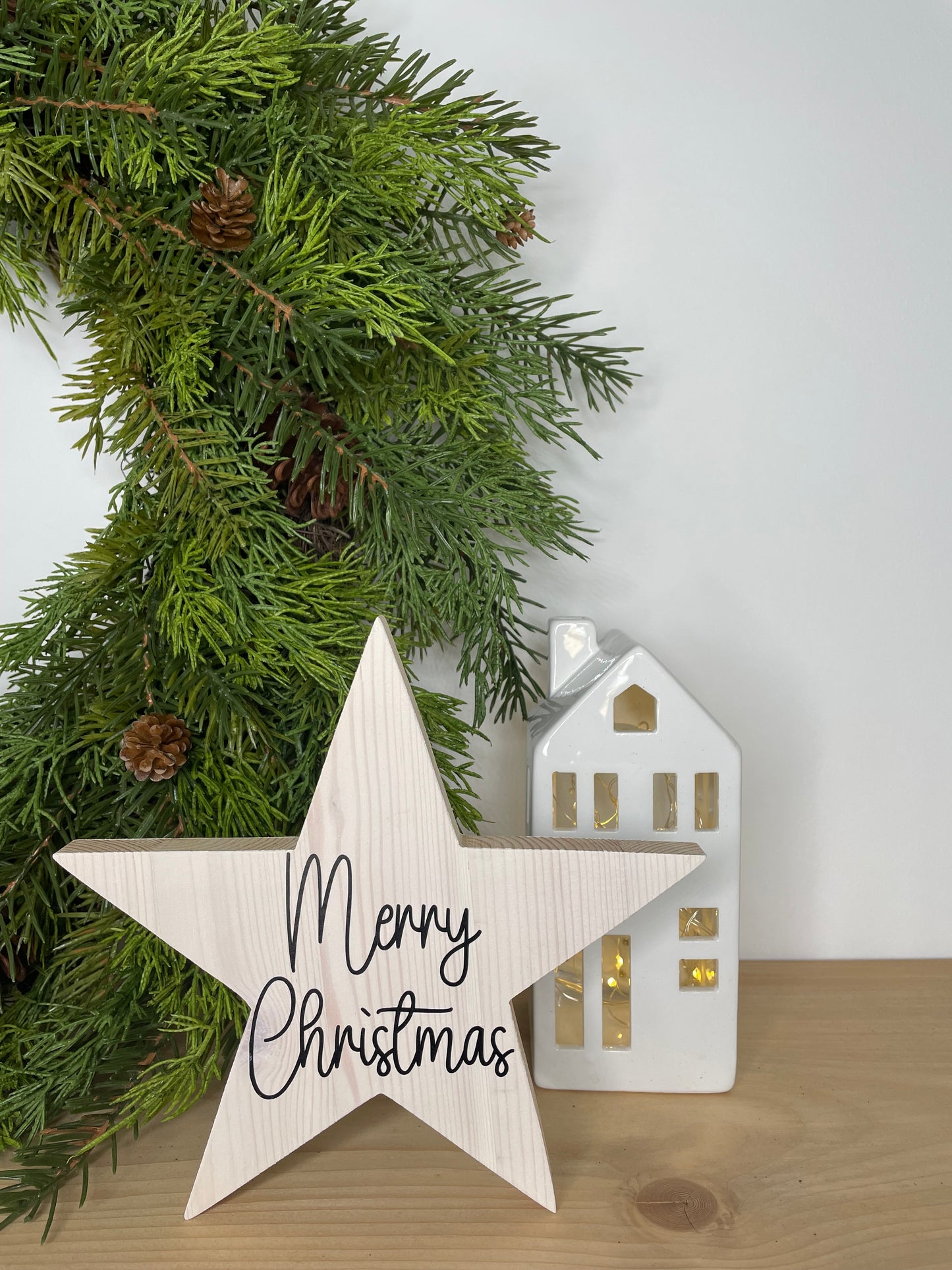 Wooden Star with Vinyl Message