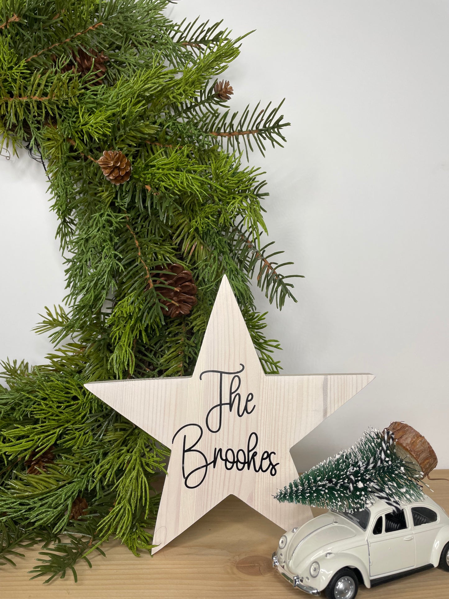 Wooden Star- With Vinyl Family Name